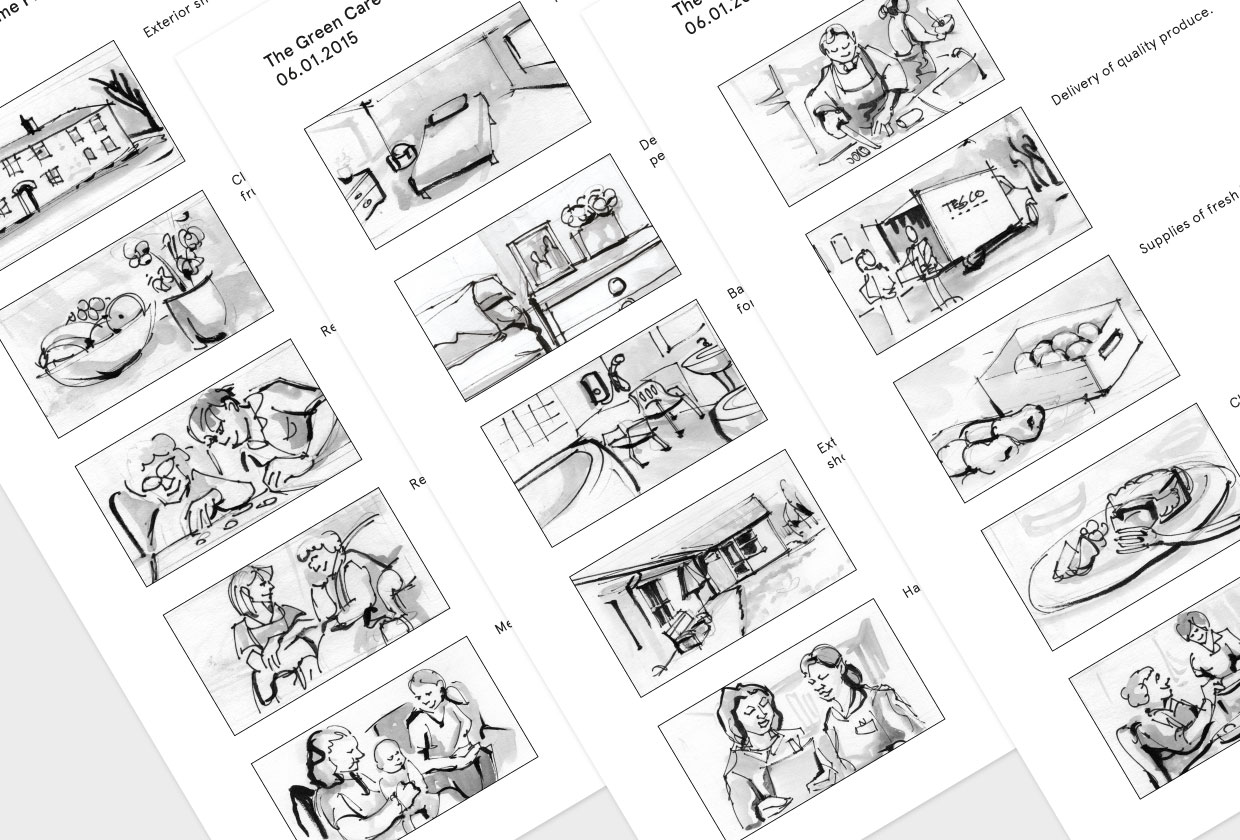 Photography storyboard sketches for website