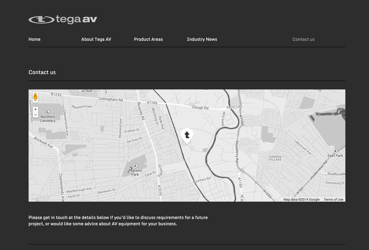 Responsive Google map for Tega AV
